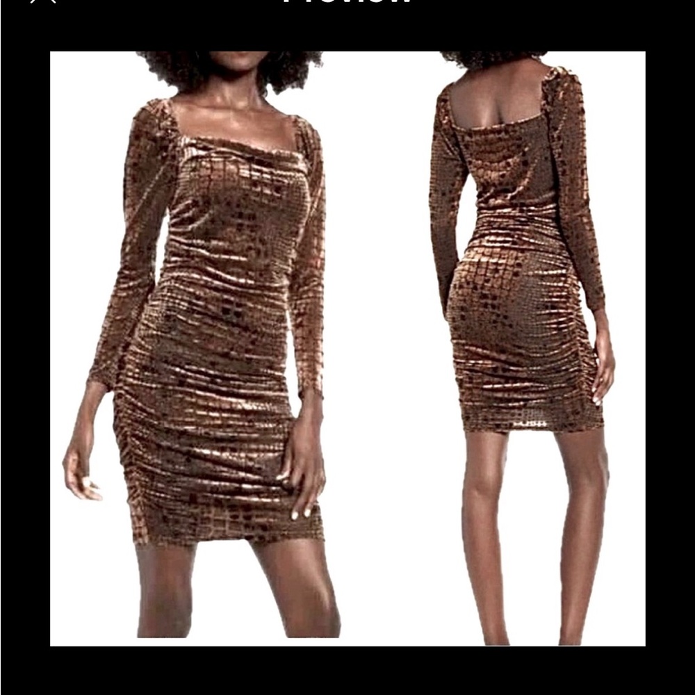 NWT Leith Textured Burnout Velvet Long Sleeve Bodycon Dress 90s Y2K